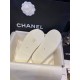 Chanel White Towel Embroidered Thick-Sole Slippers: Elevated Comfort with Delicate Embroidery for Effortless French Chic