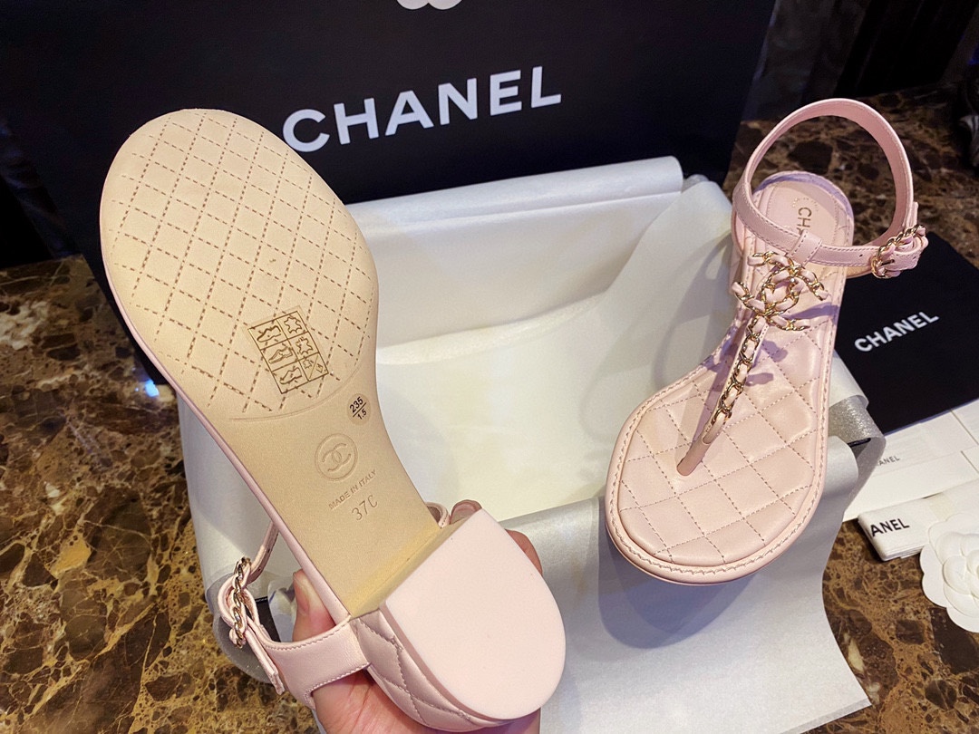 Chanel Pink Slip-On Chunky Heel Sandals