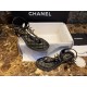 Chanel Black Sheepskin Chunky Heel Slip-On Sandals 