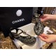 Chanel Black Sheepskin Chunky Heel Slip-On Sandals 