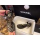 Chanel Black Sheepskin Chunky Heel Slip-On Sandals 