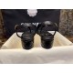 Chanel Black Sheepskin Chunky Heel Slip-On Sandals 