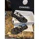 Chanel Black Sheepskin Peep Toe Sandals 