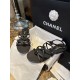 Chanel Black Sheepskin Peep Toe Sandals 