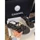 Chanel Black Sheepskin Peep Toe Sandals 