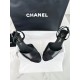 Chanel Black Satin Embroidered Lace-Up Sandals: Sheepskin and 4.5cm Stiletto Heel"


