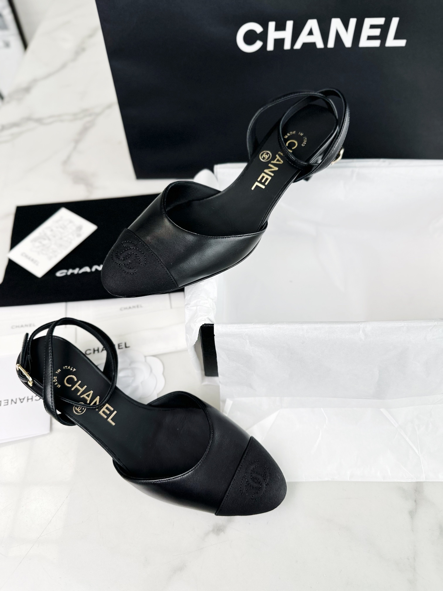 Chanel Black Satin Embroidered Lace-Up Sandals: Sheepskin and 4.5cm Stiletto Heel"


