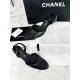 Chanel Black Satin Embroidered Lace-Up Sandals: Sheepskin and 4.5cm Stiletto Heel"


