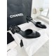 Chanel Black Satin Embroidered Lace-Up Sandals: Sheepskin and 4.5cm Stiletto Heel"


