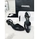 Chanel Black Satin Embroidered Lace-Up Sandals: Sheepskin and 4.5cm Stiletto Heel"


