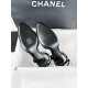 Chanel Black Satin Embroidered Lace-Up Sandals: Sheepskin and 4.5cm Stiletto Heel"


