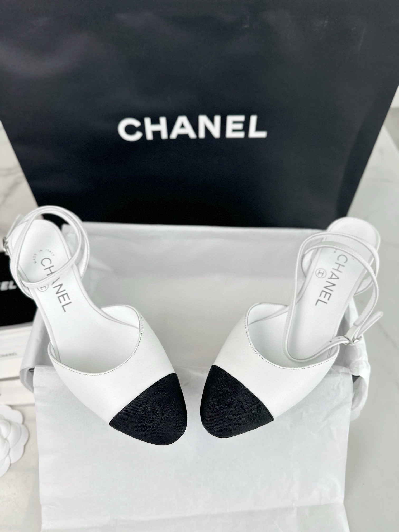 Chanel White Lace-Up Sandals with Delicate Round Toe