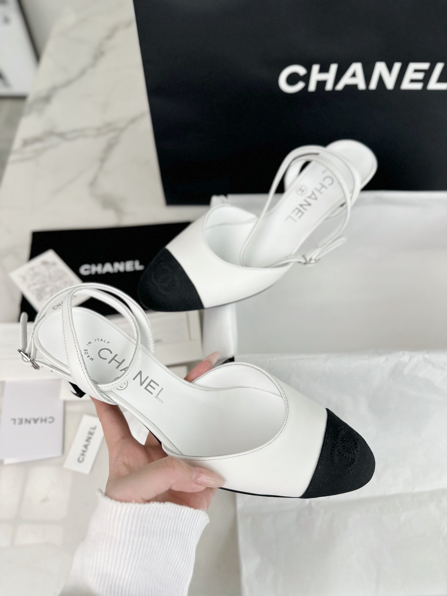 Chanel White Lace-Up Sandals with Delicate Round Toe