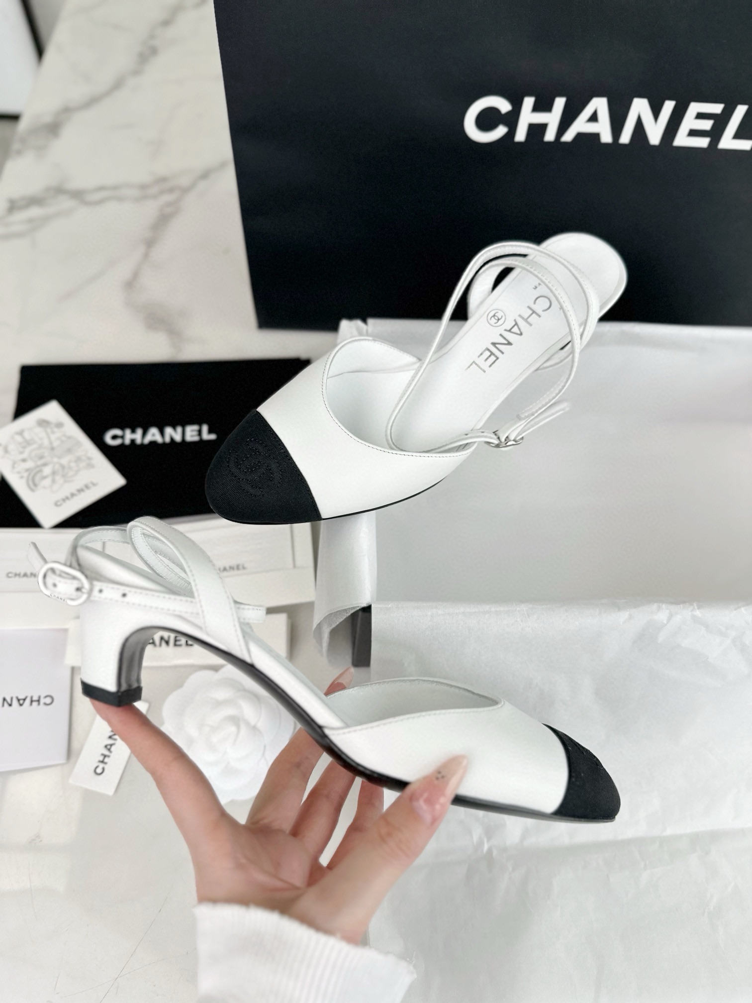 Chanel White Lace-Up Sandals with Delicate Round Toe