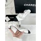 Chanel White Lace-Up Sandals with Delicate Round Toe