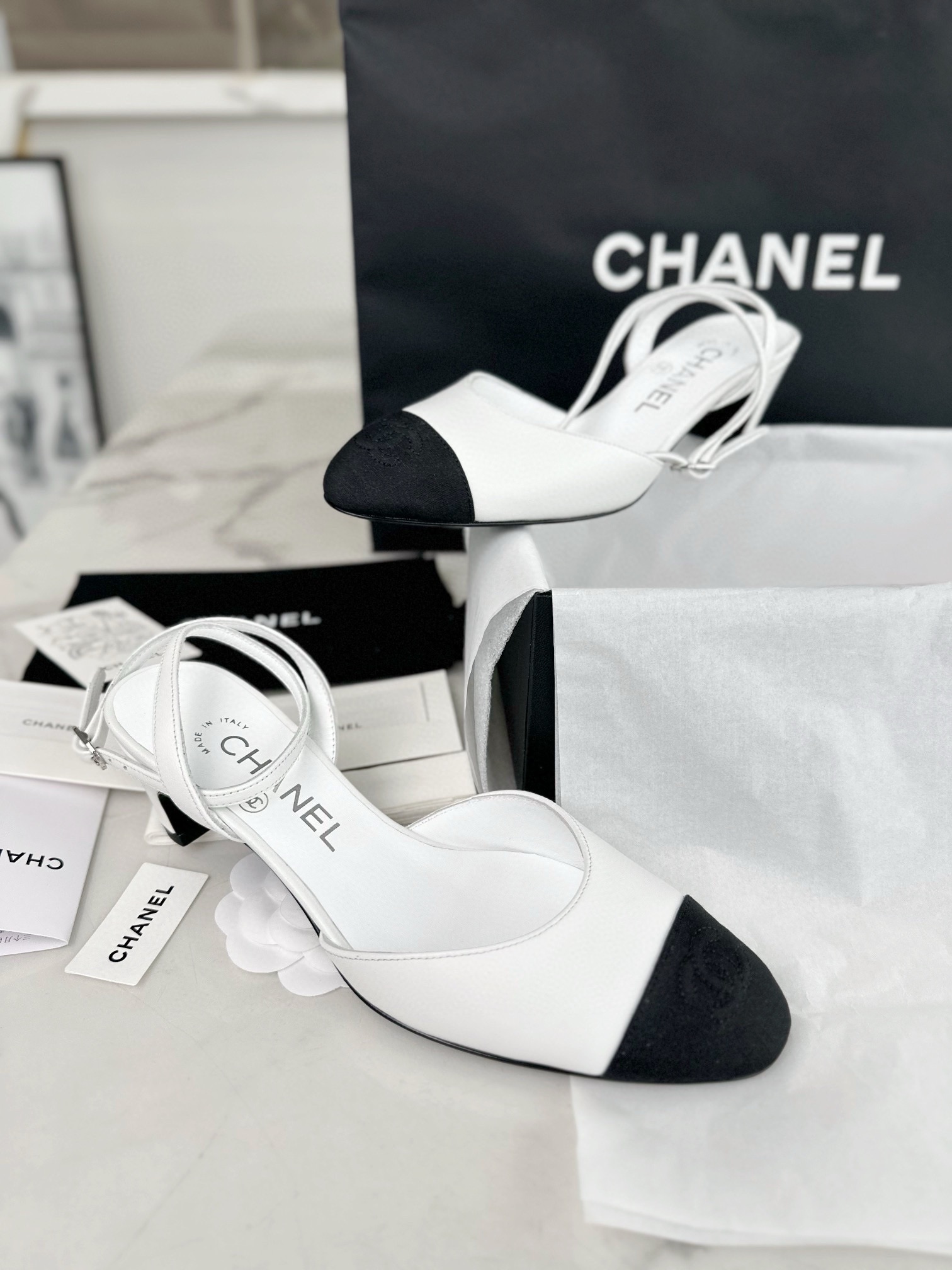 Chanel White Lace-Up Sandals with Delicate Round Toe