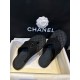 Chanel Black Air Cotton Beach Sandals with Matte Black Buckle and Durable Suede Sole