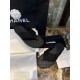 Chanel Black Air Cotton Beach Sandals with Matte Black Buckle and Durable Suede Sole