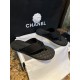 Chanel Black Air Cotton Beach Sandals with Matte Black Buckle and Durable Suede Sole