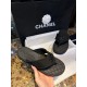 Chanel Black Air Cotton Beach Sandals with Matte Black Buckle and Durable Suede Sole