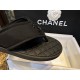 Chanel Black Air Cotton Beach Sandals with Matte Black Buckle and Durable Suede Sole