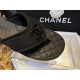 Chanel Black Air Cotton Beach Sandals with Matte Black Buckle and Durable Suede Sole