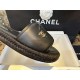 Chanel Black and Gold Espadrilles Slides