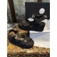 Chanel Black Satin Platform Fish Mouth Sandals: Imported Twill Satin Upper, TPU Outsole, Rhinestone Embellishments ,7.5cm Heel 