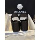 Chanel Black Satin Platform Fish Mouth Sandals: Imported Twill Satin Upper, TPU Outsole, Rhinestone Embellishments ,7.5cm Heel 