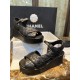 Chanel Sheepskin Thick Sole Platform Fish Mouth Sandals 7.5cm Heel