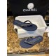 Chanel Deep Blue Denim Chain Link Thong Sandals: Washed Denim Upper with Latex Platform + Super Comfortable IP Molded Sole