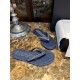 Chanel Deep Blue Denim Chain Link Thong Sandals: Washed Denim Upper with Latex Platform + Super Comfortable IP Molded Sole