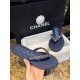 Chanel Deep Blue Denim Chain Link Thong Sandals: Washed Denim Upper with Latex Platform + Super Comfortable IP Molded Sole