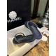 Chanel Deep Blue Denim Chain Link Thong Sandals: Washed Denim Upper with Latex Platform + Super Comfortable IP Molded Sole