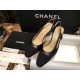 Chanel Classic 7cm Slingback in Black Sheepskin and Satin