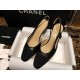 Chanel Classic 7cm Slingback in Black Sheepskin and Satin