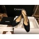 Chanel Classic 7cm Slingback in Black Sheepskin and Satin