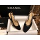 Chanel Classic 7cm Slingback in Black Sheepskin and Satin