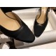 Chanel Classic 7cm Slingback in Black Sheepskin and Satin