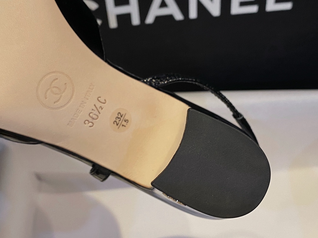 Chanel Glossy Patent Leather Slingback High Heels: Ultra-Black, Ultra-Shiny, and Ultra-Soft So Black Leather, with Pure Steel Hardware and Italian Leather Sole