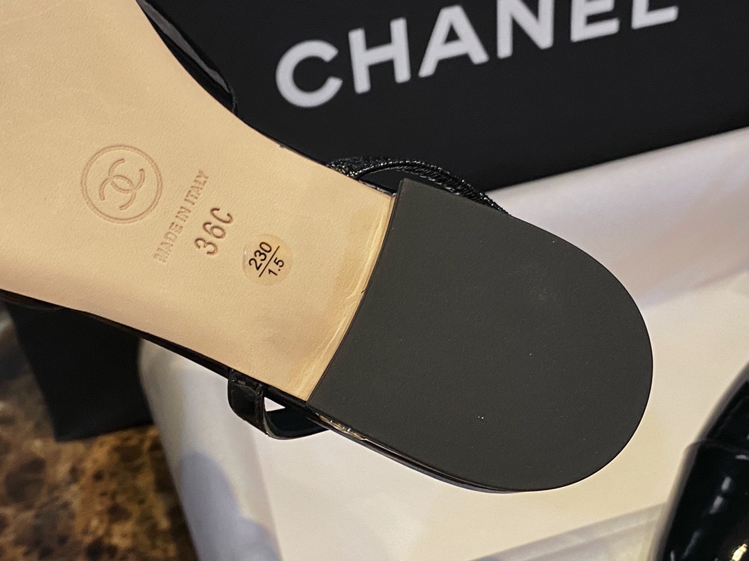 Chanel Patent Leather Slingback Flats: Imported Calfskin Patent Leather with Sheepskin Lining, Clear Inner Code and Toe Imprint