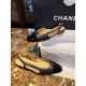 Chanel Black Diamond Pattern Flat Slingback: Imported Lamb Leather with Patchwork Cow Patent Leather Toe, 