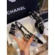 Chanel Woolen Glitter High Heel Slingbacks: Autumn and Winter Demand Woolen Fabric Plus Bling-Bling Elements