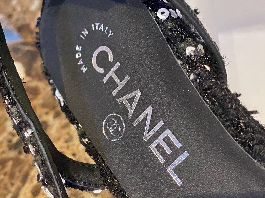 Chanel Woolen Glitter Flat Slingbacks