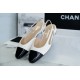 Chanel White Diamond Pattern Flat Slingback: Imported Lamb Leather Patchwork with Cow Patent Leather, 