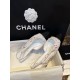 Chanel Lamb Leather Sequin Tweed Flat Slingback with Low Heel Height