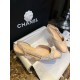 Chanel Apricot Lamb Skin Elastic Wool Flat Shoes, Silk Satin Wool Flower Patch Apricot Head Design