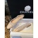 Chanel Apricot Lamb Skin Elastic Wool Flat Shoes, Silk Satin Wool Flower Patch Apricot Head Design