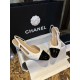 Chanel hic High Heels with White Diamond Grid and Imported Lamb Leather Patchwork Cow Patent Leather Toe