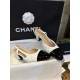 Chanel hic High Heels with White Diamond Grid and Imported Lamb Leather Patchwork Cow Patent Leather Toe